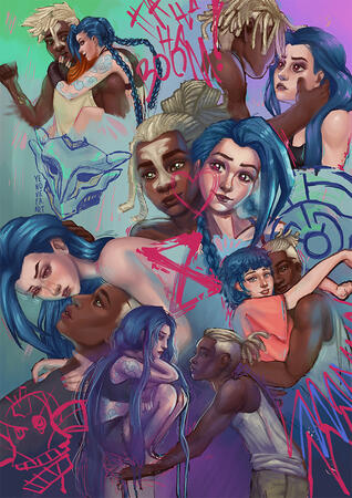 Timebomb aka Jinx/Powder and Ekko, Arcane fanart Timebomb aka Jinx/Powder and Ekko, Arcane fanart